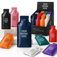 Pochettes personnalisées pour gels énergétiques, impression numérique, emballage thermoscellable en forme de bouteille multi-SKU pour la nutrition sportive, emballage vide uniquement