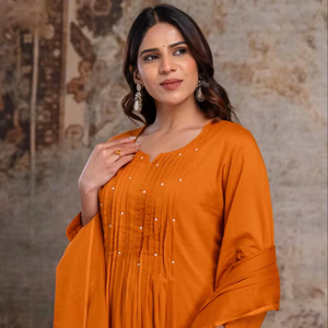 Pantalon de travail brodé en coton Collection Kurti et Dupatta Catalogue complet disponible au tarif de gros, collection premium. - Product Image 1