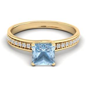 แหวนหมั้นเพชรทองคำขาว 14K จาก REYES สำหรับผู้หญิง ทรงเจ้าหญิง ประดับพลอยอะความารีน 1.25 กะรัต แบบแหวนเดี่ยว - Product Image 6