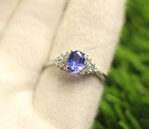 AA + แหวนรูปไข่ Tanzanite ขนาด5x7มม. 925เครื่องประดับอัญมณีธรรมชาติสีเงินสเตอร์ลิง - Product Image 4
