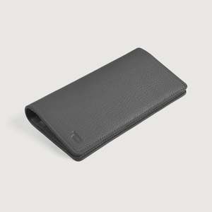 Cameron Grey Genuine Leather <b>Long</b> Card Holder <b>Wallet</b> Handmade Printed Logo RFID Feature Casual Lady Style Slim Fold for Cash - Product Image 3