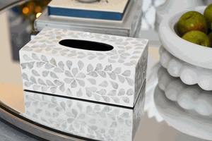 Caja de Pañuelos Ecológica al por Mayor con Incrustaciones de Nácar, Forma Rectangular, Incrustaciones de Concha Blanca, Lujo para Baño, Decoración, Suministros para Hoteles - Product Image 5