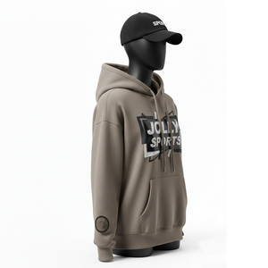 Sudadera con Capucha para Mujer, Algodón Premium GSM, Felpa de Poliéster, Color Taupe Sólido, Logotipo Personalizado con Serigrafía, Sudadera Básica para Mujer - Product Image 4