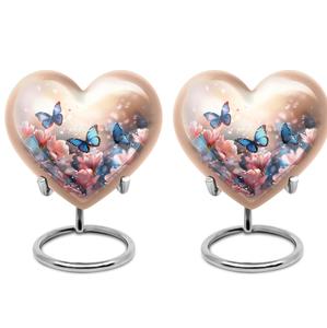 Urnas de 3 pulgadas de estilo americano naranja, Juego de 2 mariposas múltiples, recuerdos conmemorativos voladores para cenizas humanas, urnas pequeñas - Product Image 1