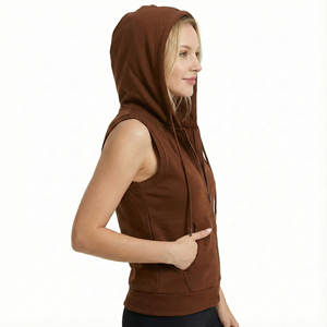 Chalecos con Capucha al por Mayor para Mujer, Casuales, sin Mangas, con Cremallera Completa, Mezcla de Algodón Suave, Ropa Urbana, Hechos a Medida, Precio al por Mayor - Product Image 2