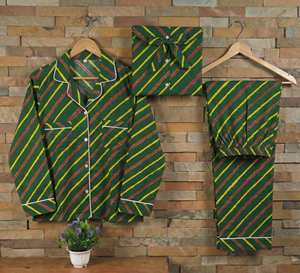 Ensemble de pyjama pour femmes en coton 100% imprimé à la main en Inde, imprimé à la main, imprimé à rayures, pour demoiselles d'honneur, été - Product Image 6