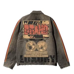 2026 OEM vente en gros personnalisé détresse lavage fermeture éclair Denim hiver solide Hip Hop Streetwear Vintage unisexe vestes - Product Image 3