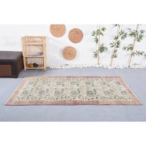 พรมขนสัตว์ลายดอกไม้สีเบจแนววินเทจขนาด4.3x6.9ฟุตทำจากยางคุณภาพสูงสำหรับห้องนอนห้องนั่งเล่นสำหรับวัยรุ่นที่มีการเย็บปะติดปะต่อกันสี่เหลี่ยมผืนผ้าแบบตะวันออก - Product Image 1