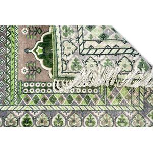 Tapis de prière pour la maison de qualité supérieure, moderne, vert foncé beige, motif floral imprimé, viscose de qualité supérieure, 27x45, dos antidérapant, meilleur choix - Product Image 4