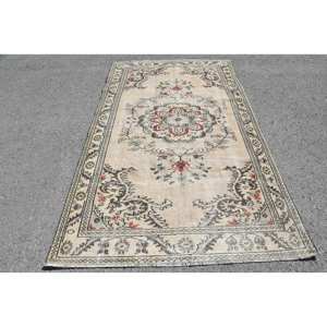 Alfombra tradicional de lana marrón Beige de 5,2x8,7 pies, diseño clásico de retales turcos Vintage para dormitorio, cabecera de látex Rectangular - Product Image 1