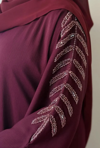 Saudi <b>Girls</b> Modest <b>Abaya</b> Design with Beautiful Stones and Katdana Beads Hand Work Ideal for Wedding Eid and Special Occasions - Product Image 5