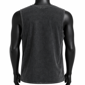 Camiseta sin mangas unisex vintage, 100% algodón peinado, 275 g/m², calidad lavada con ácido, estampado teñido por inmersión, corte holgado, para hombre y mujer - Product Image 2