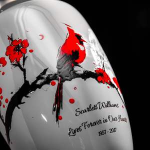 Urnas Personalizadas para Cenizas Humanas Urna Funeral de Cremación para Cenizas para Mujeres y Hombres Urna Cardinal Roja Decorativa Grande - Product Image 6