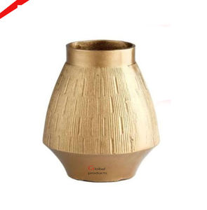 Pot de fleur en métal fini doré de haute qualité accessoires de maison de salon - Product Image 2