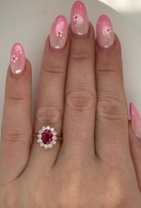 Çarpıcı Gia ısıtılmamış Ctw canlı kırmızı yakut D Vs 925 ayar gümüş 14k altın kaplama Halo nişan yüzüğü - Product Image 3