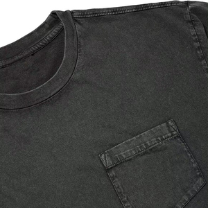 เสื้อยืดโอเวอร์ไซส์สำหรับผู้ชายผ้าฝ้าย100% สีธรรมดามีกระเป๋าด้านหน้าติดกระเป๋าซักด้วยกรดสีแบบเรียบออกแบบโลโก้ได้ตามต้องการ - Product Image 3