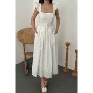 Robe en dentelle brodée Off-White - Ecru - Product Image 4