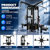 Machine de musculation multi-stations BN Hotel Gym Club 4 postes pour entraînement complet du corps, équipement de fitness commercial multi-utilisateurs
