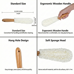 HOLAMOPA Ecologisch Keukenreinigingsmiddel Bamboe Handvat Flessenborstel met Witte EVA Sponskop voor Glaswerk - Product Image 2