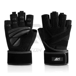 Guantes de gimnasio de levantamiento de pesas con logotipo personalizado de alta calidad para hombres Guantes de levantamiento de pesas sin dedos Guantes de entrenamiento físico - Product Image 3