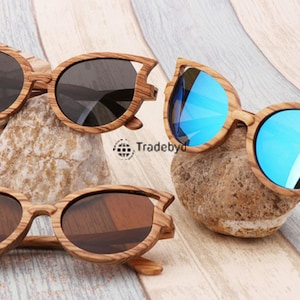Gafas ecológicas de madera Gafas de sol ligeras con estilo para hombres Mujeres Diseño vintage de Tradebyd - Product Image 3