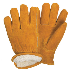 Guantes de trabajo de invierno de cuero dividido amarillo, forro polar cálido, seguridad para clima frío, certificado CE para construcción Industrial al aire libre - Product Image 5