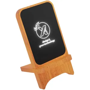 Support sans fil en bambou W16 personnalisé pour les gadgets promotionnels et les batteries externes - Product Image 1