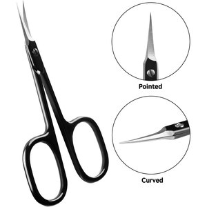 Tijeras Profesionales para Cutículas Extra Finas para Mujeres y Hombres, con Punta Curva Precisa Mejorada para Cejas y Pestañas (Negras) - Product Image 2