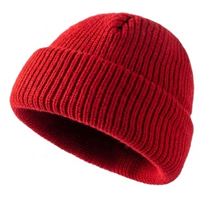 Gorros de punto acrílicos personalizados, gorros de invierno con jacquard acanalado, con puño plegado, suaves y cálidos, talla grande, con logotipo bordado, gorros al por mayor. - Product Image 1