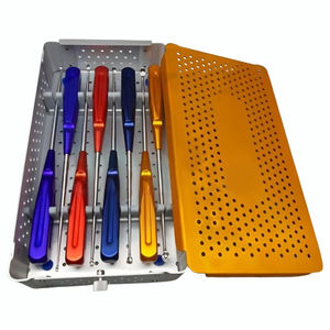 Juego de 8 curetas ortopédicas para huesos Volkmann con caja de esterilización, curetas cervicales arcoíris, juego de mangos de Color, juego de curetas para columna vertebral - Product Image 1