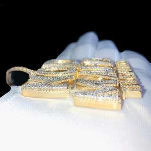 Pendentif personnalisé en argent sterling 925 plaqué or et rhodium avec moissanite, style hip-hop glacé, cadeau unisexe - Product Image 5