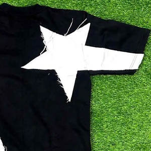 T shirt personnalisé en coton épais pour hommes T Shirts Custom Distressed Embroidered Patched Men Boxy Vintage T Shirt - Product Image 4