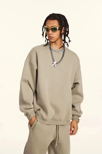 Sudadera de invierno de gran tamaño unisex con logotipo personalizado bordado para hombre, jersey de cuello redondo, sudadera lisa en blanco, patrón sólido de ajuste holgado - Product Image 5