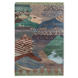 Manchaha Beige & <b>Brown</b> Hand Knotted <b>Wool</b> Bamboo Silk Rugs Abstract Pattern Rectangle Carpet for Home Hallway for Teens-Les-2790 - Product Image 1