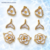 Pendentifs queue de sirène en coquillage blanc personnalisés, connecteurs de bracelet fleuris pour marques de bijoux côtiers, vente en gros