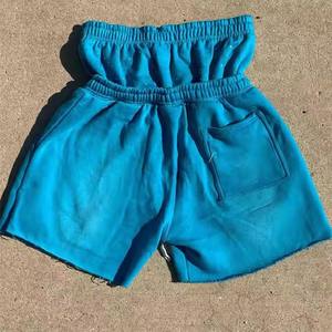 Shorts de sueur délavés au soleil de haute qualité Jogging Vintage strass lavage à l'acide Double taille Shorts de fitness pour hommes - Product Image 4