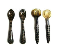 Vente chaude corne de buffle couverts cuillère café thé/sucre cuillère ustensiles de cuisine vaisselle corne cuillères