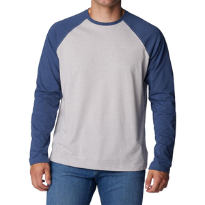 คุณภาพสูงผู้ชาย Raglan ลูกเรือคอยาวแขนยาวเสื้อยืดที่กําหนดเองผ้าฝ้าย 100% สีเปล่า Raglan แขนเสื้อยืดสําหรับชาย - Product Image 1