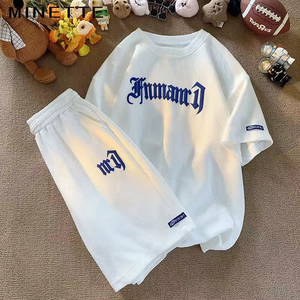 Dernier ensemble de survêtements d'été en satin 2 pièces T-shirt et short pour hommes vêtements d'entraînement personnalisés à séchage rapide Style de rue - Product Image 2