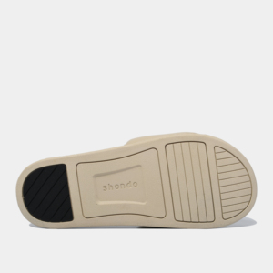 SHONDO All-Season Casual Outdoor Slide <b>Slippers</b> Beige Rubber & Artificial Leather with Embroidered Logo - Product Image 5