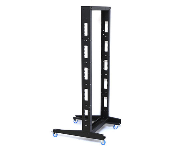 Easy Install 42U 2 Post 19 Inch Open Frame Rack Network Equipment Rack Standing Open Data Frame Rack with Wheel