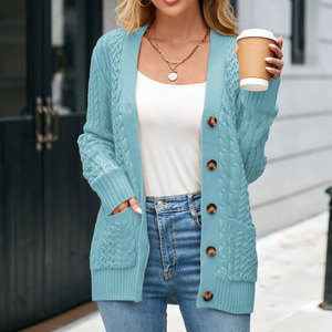 Pakistán Fabricación Color sólido Mujeres Cardigan Suéteres Ropa informal Mujeres Cardigan Suéteres - Product Image 6