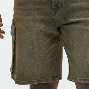 Shorts cargo en denim pour hommes, tissu en coton, prix bas pour les acheteurs en gros, vêtements décontractés, ajustables et respirants, matière décontractée - Product Image 4