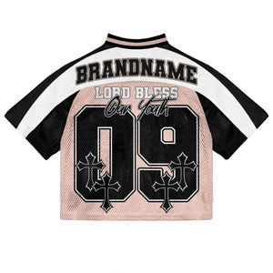 Bordado personalizado Streetwear Jersey Diseño de malla Logotipo colorido Imprimir Fútbol americano Jersey Uniforme - Product Image 6