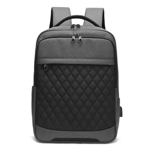 Unisex Nylon Backpack 20-37L Waterproof Zipper Closure <b>Computer</b> Interlayer Minimalist Travel Design Diamond Lattice Pattern - Product Image 6