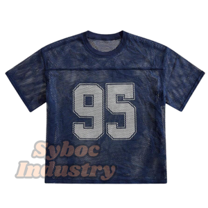 Oversized Mesh T <b>Shirt</b> For <b>Men's</b> Custom Letter Print Drop Shoulder Cropped Mesh T <b>Shirt</b> For Streetwear Fashion - Product Image 1