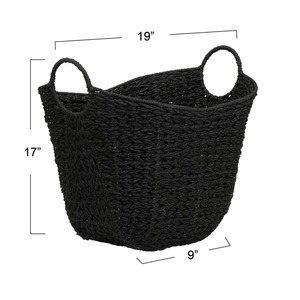 Black Macrame <b>Basket</b> Stylish Fibre <b>Storage</b> For Home Decor Kitchen Essentials And Vanity Organisation Wholesale From India - Product Image 2