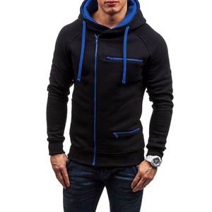 Sudadera con Capucha para Hombre, de Algodón de Alta Calidad, con Cierre Azul y Cuentas, Color Negro, de Invierno, Venta Caliente, Personalizable con Logotipo - Product Image 4