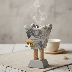 Brûleur bakhoor en résine et bois porte-encens parfait pour les rituels spirituels méditation relaxation et décoration de maison de luxe - Product Image 6