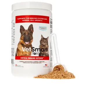 OEM bubuk campuran jamur VetSmart untuk Reishi dukungan kekebalan anjing & kucing, Shiitake,Maitake, ekstrak akar kunyit putih paten